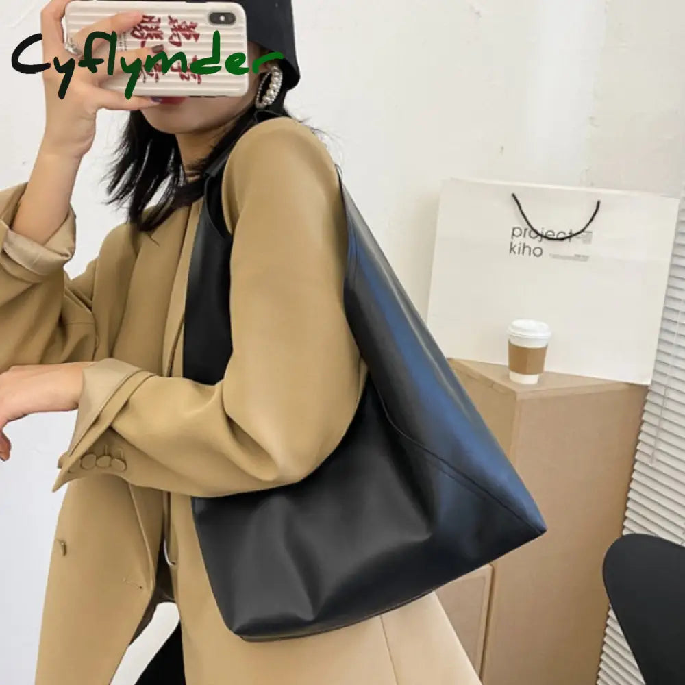 Cyflymder New Leather Totes Bags Women Casual Wild Ladies Hobos Handbags Large Capacity Shoulder