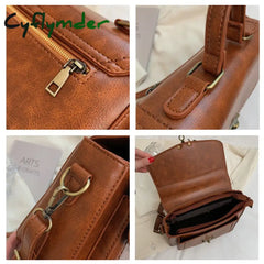 Cyflymder New Luxury Women Vintage Pu Leather Top-Handle Shoulder Bags Ladies Casual Flap Crossbody