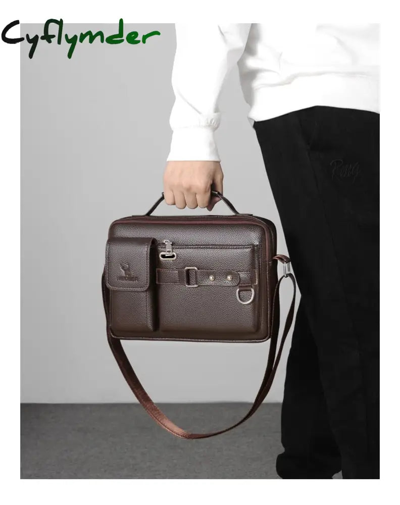 Cyflymder New Men Shoulder Bag For 10.4’’ Ipad Pu Leather Business Handbags Messenger Bags