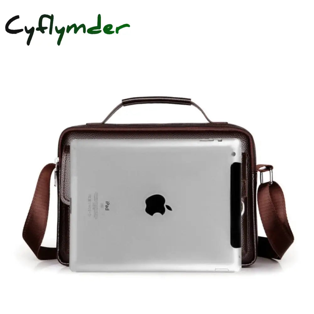 Cyflymder New Men Shoulder Bag For 10.4’’ Ipad Pu Leather Business Handbags Messenger Bags