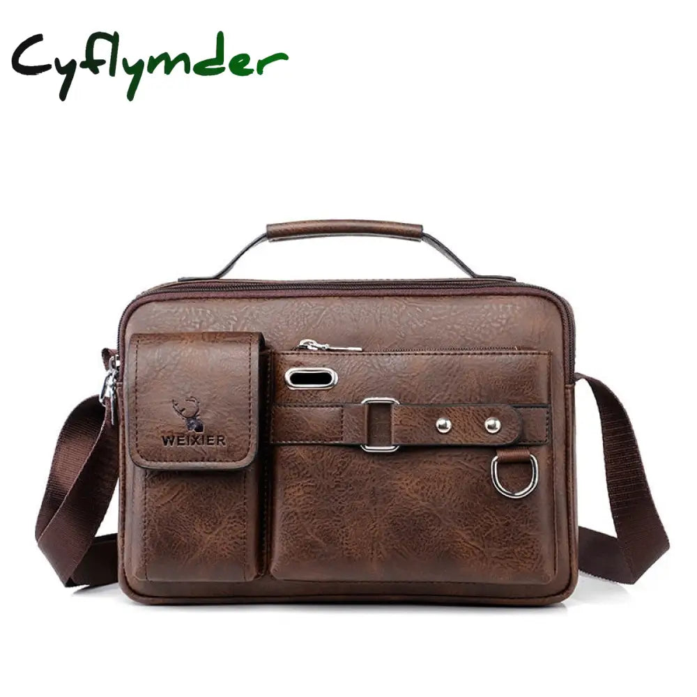 Cyflymder New Men Shoulder Bag For 10.4’’ Ipad Pu Leather Business Handbags Messenger Bags