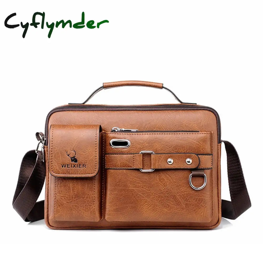 Cyflymder New Men Shoulder Bag For 10.4’’ Ipad Pu Leather Business Handbags Messenger Bags