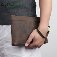 Cyflymder New Men’s Handbag Day Clutches Bags For Phone High Quality Genuine Leather Long Wallet