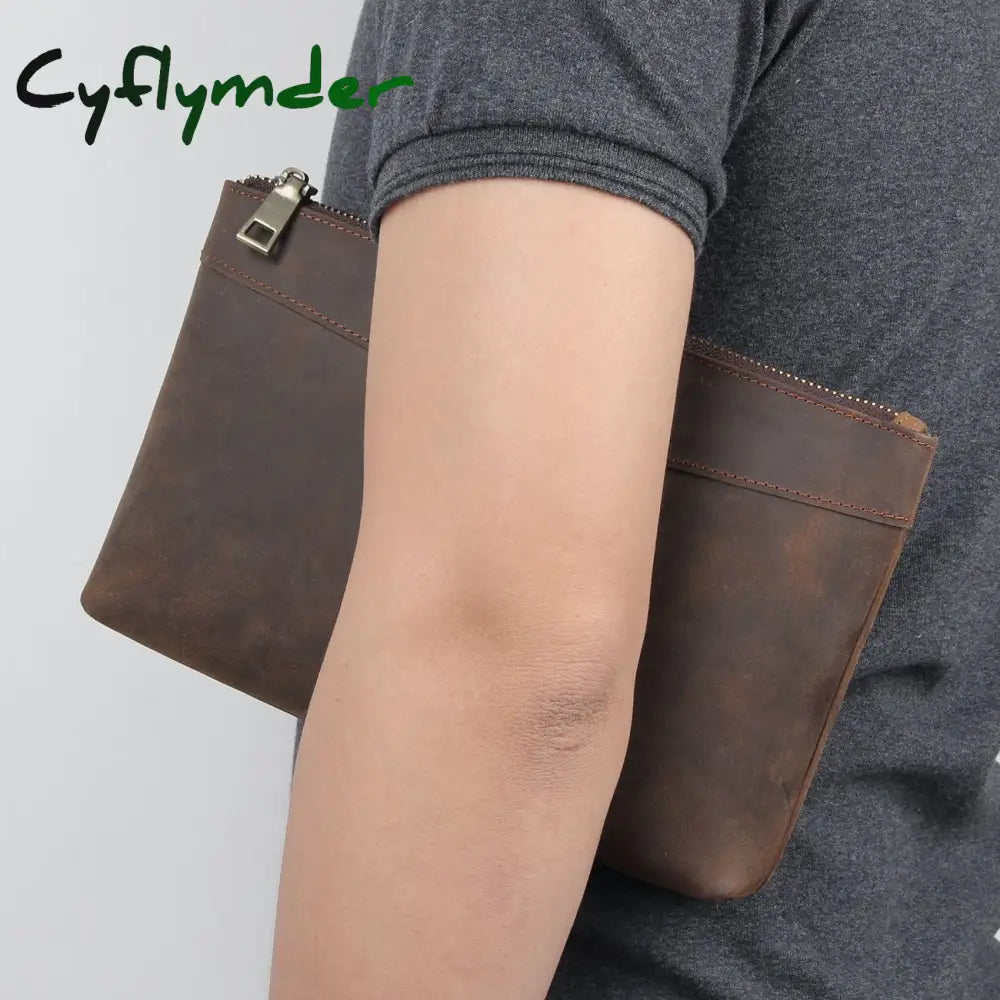 Cyflymder New Men’s Handbag Day Clutches Bags For Phone High Quality Genuine Leather Long Wallet