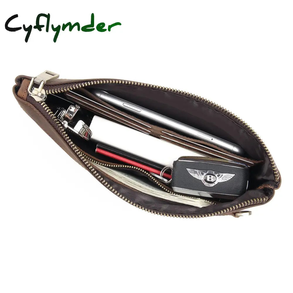 Cyflymder New Men’s Handbag Day Clutches Bags For Phone High Quality Genuine Leather Long Wallet