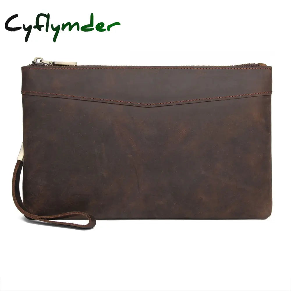 Cyflymder New Men’s Handbag Day Clutches Bags For Phone High Quality Genuine Leather Long Wallet