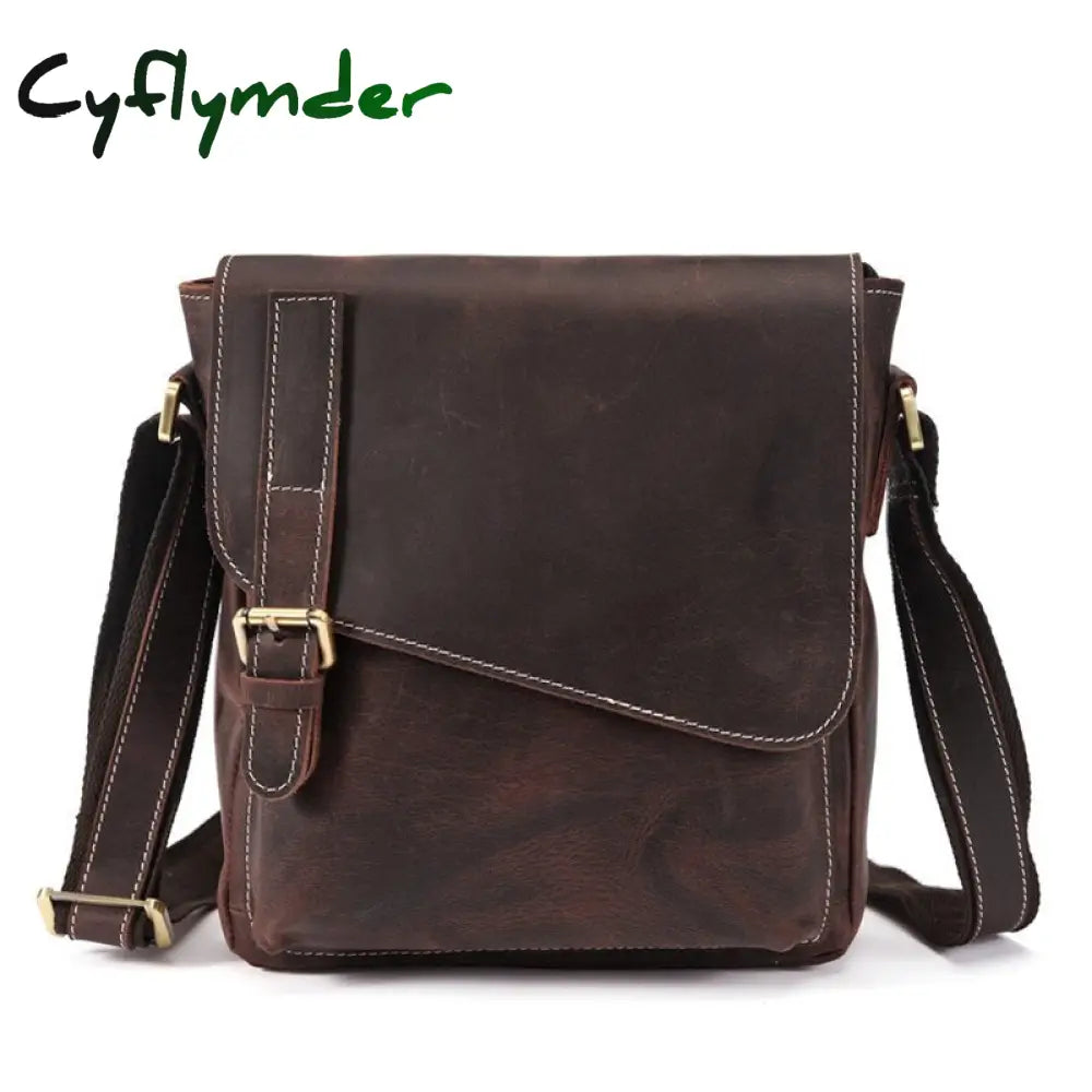 Cyflymder New Men’s Shoulder Bag Crazy Horse Leather Handbag For Man Business Briefcase Large