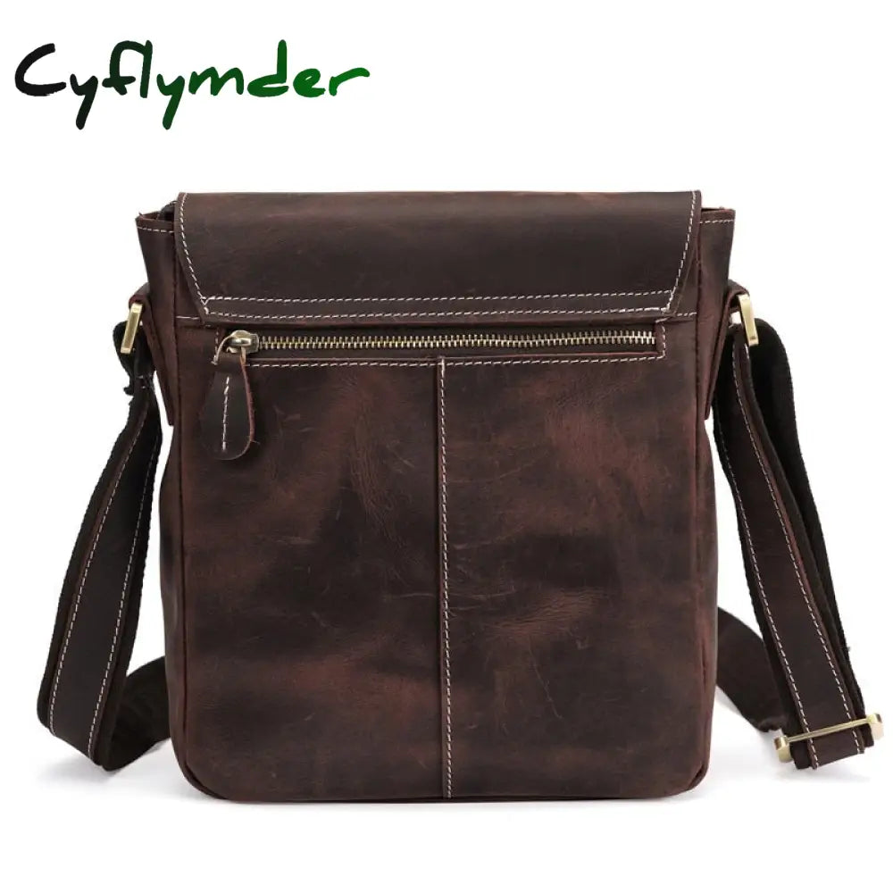 Cyflymder New Men’s Shoulder Bag Crazy Horse Leather Handbag For Man Business Briefcase Large