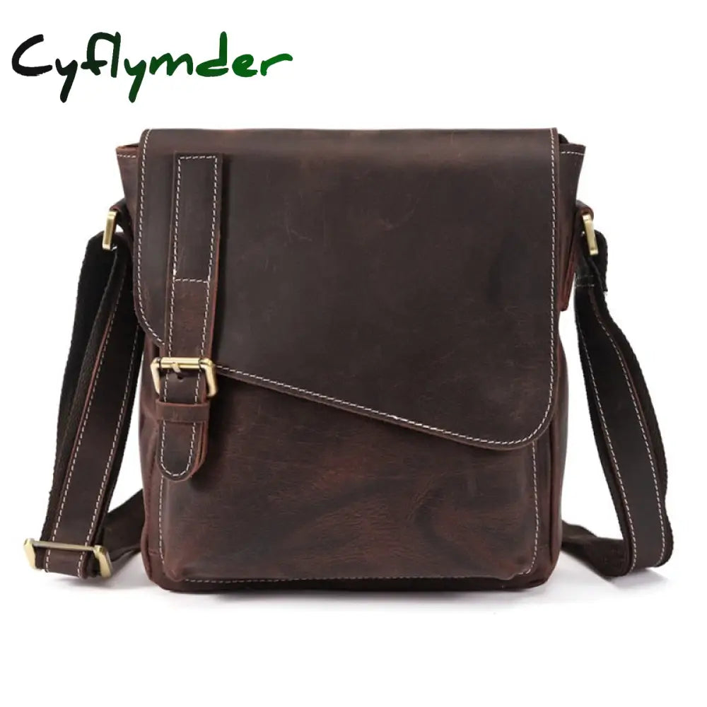 Cyflymder New Men’s Shoulder Bag Crazy Horse Leather Handbag For Man Business Briefcase Large