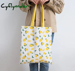 Cyflymder New Millet Wheat Fabric Double-Sided Dual-Use Cotton And Linen Pocket Handbag Shopping