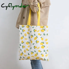 Cyflymder New Millet Wheat Fabric Double-Sided Dual-Use Cotton And Linen Pocket Handbag Shopping