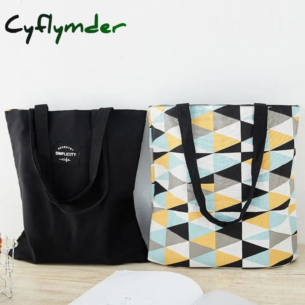 Cyflymder New Millet Wheat Fabric Double-Sided Dual-Use Cotton And Linen Pocket Handbag Shopping