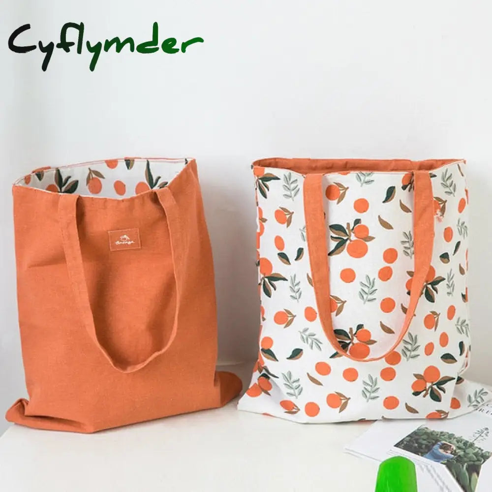 Cyflymder New Millet Wheat Fabric Double-Sided Dual-Use Cotton And Linen Pocket Handbag Shopping