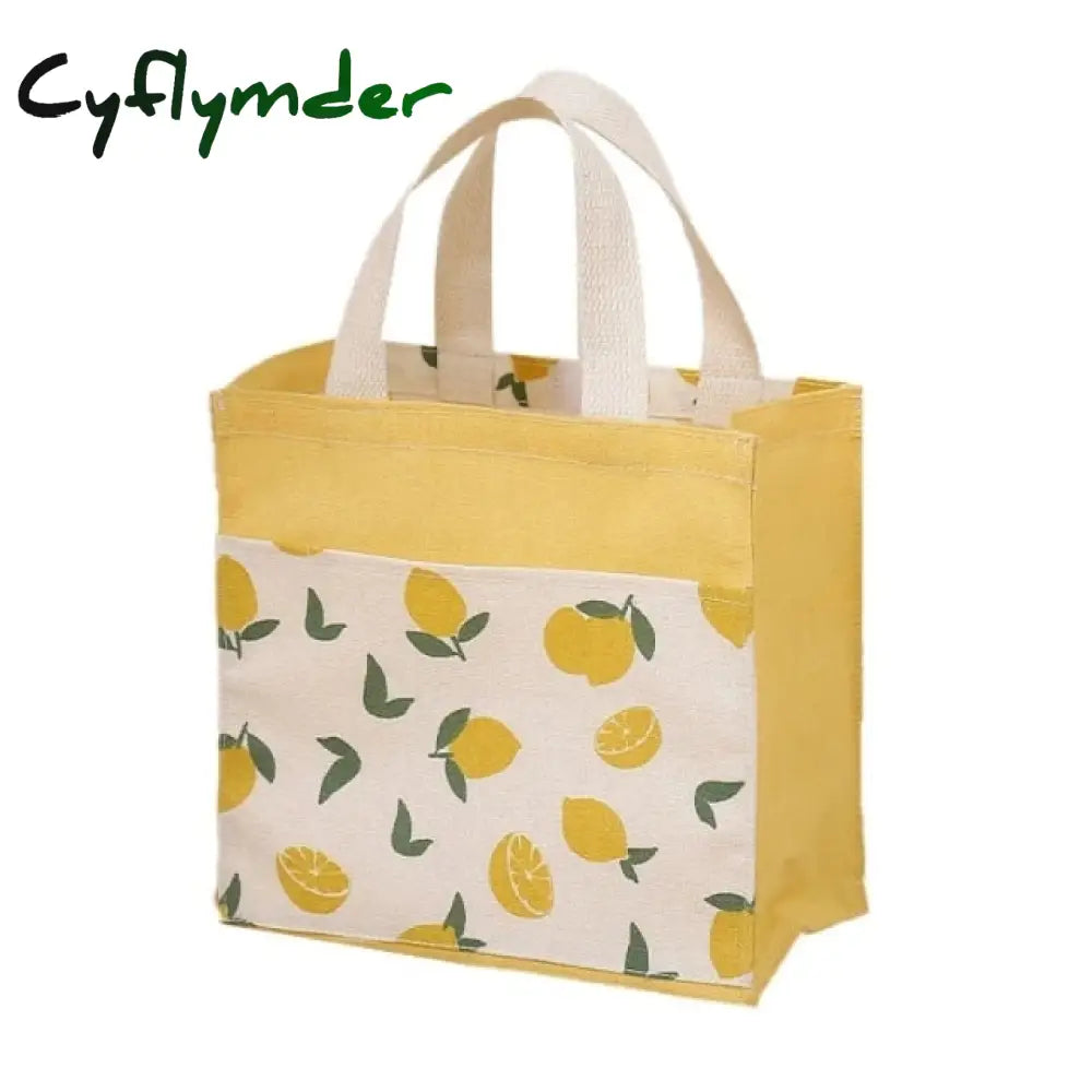 Cyflymder New Millet Wheat Fabric Double-Sided Dual-Use Cotton And Linen Pocket Handbag Shopping