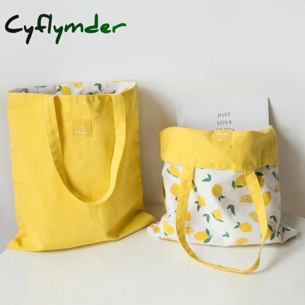 Cyflymder New Millet Wheat Fabric Double-Sided Dual-Use Cotton And Linen Pocket Handbag Shopping