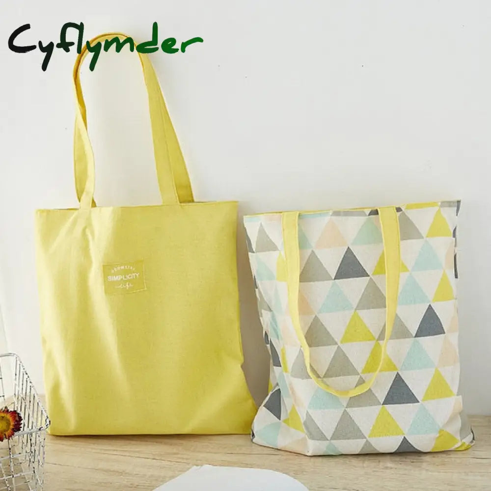 Cyflymder New Millet Wheat Fabric Double-Sided Dual-Use Cotton And Linen Pocket Handbag Shopping