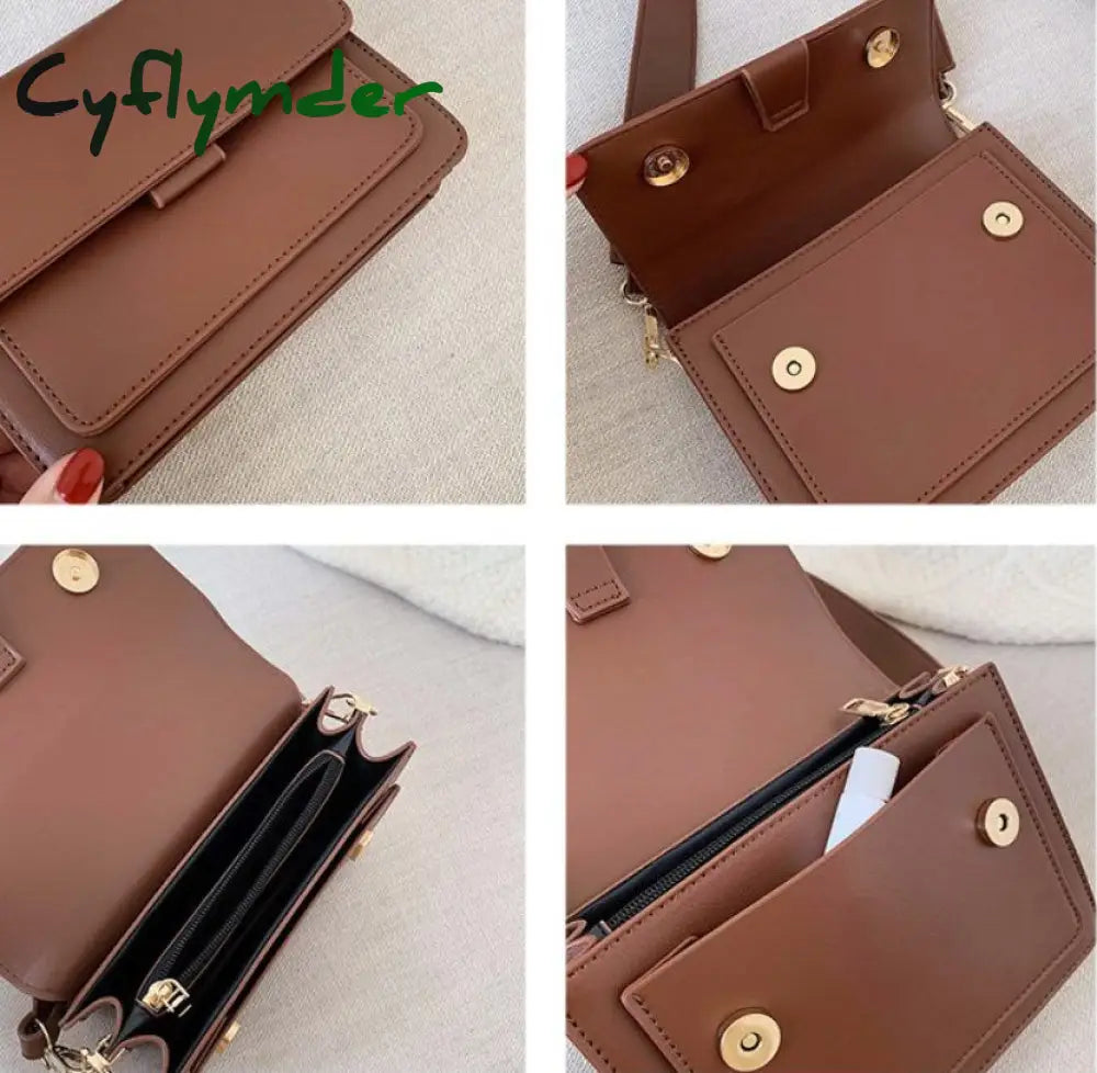Cyflymder New Mini Lightweight Pu Leather Flap Bags For Women Summer Lady Shoulder Handbag Simple
