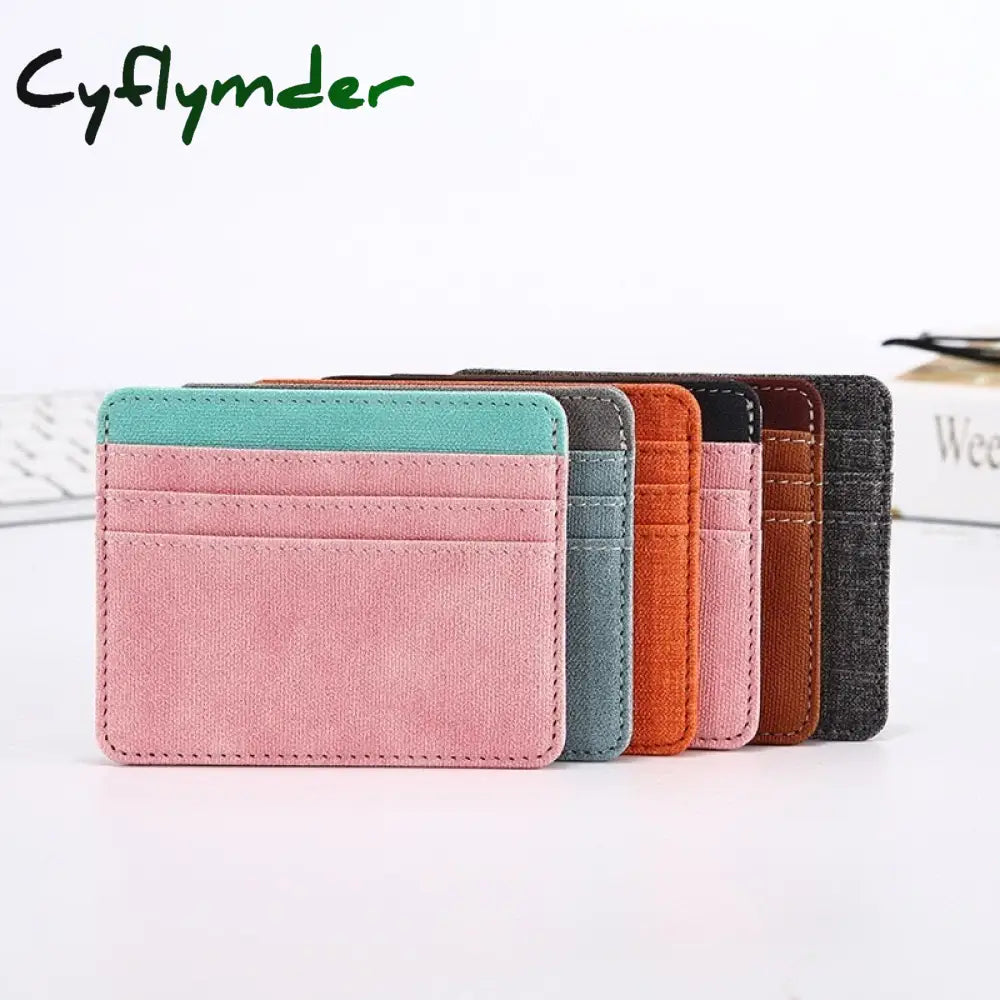 Cyflymder New Multi Slot Artificial Pu Credit Card Case Mini Id Holder Small Purse For Man Women