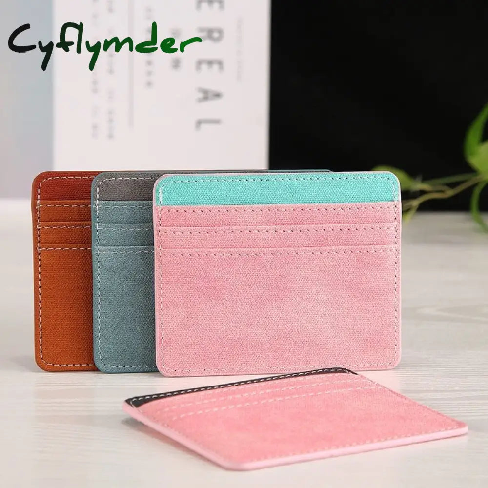 Cyflymder New Multi Slot Artificial Pu Credit Card Case Mini Id Holder Small Purse For Man Women