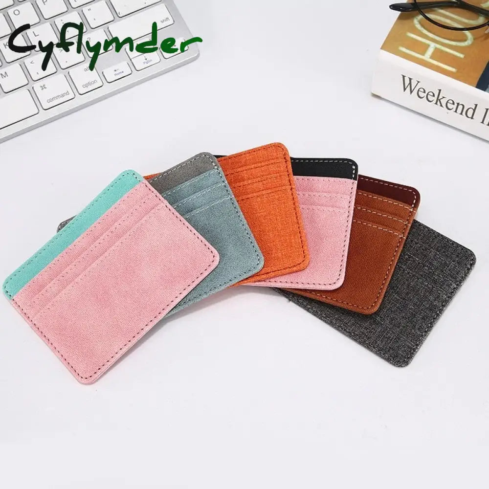 Cyflymder New Multi Slot Artificial Pu Credit Card Case Mini Id Holder Small Purse For Man Women