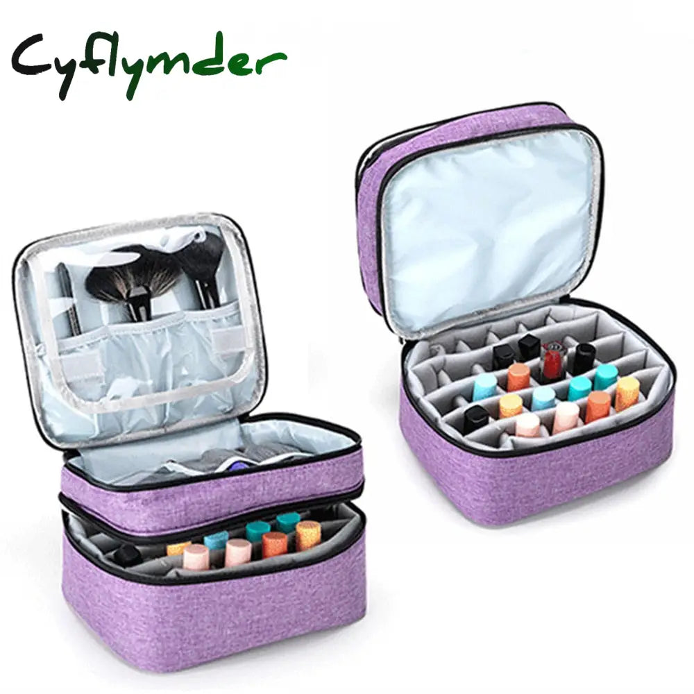 Cyflymder New Nail Polish Storage Cosmetic Bag Portable Organizer Carry Case 30 Bottles Essential