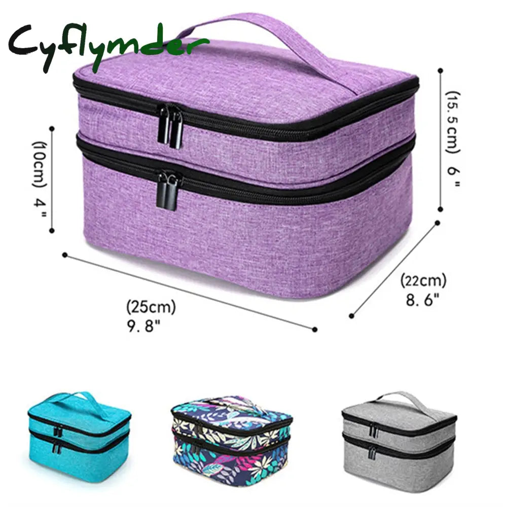 Cyflymder New Nail Polish Storage Cosmetic Bag Portable Organizer Carry Case 30 Bottles Essential