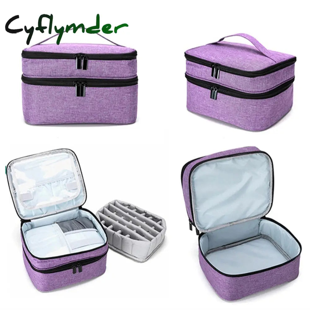 Cyflymder New Nail Polish Storage Cosmetic Bag Portable Organizer Carry Case 30 Bottles Essential