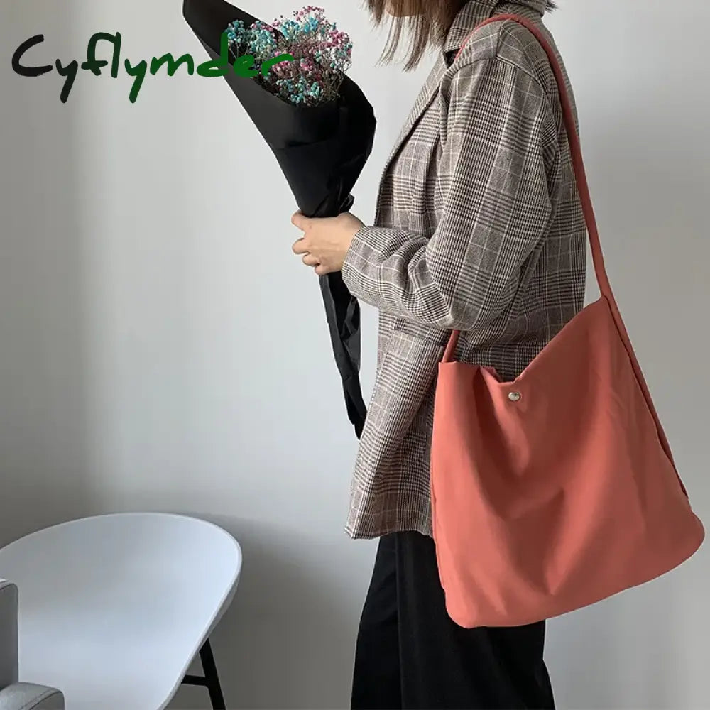 Cyflymder New Nylon Canvas Shoulder Bag For Women Cotton Cloth Female Student Messenger Large Eco