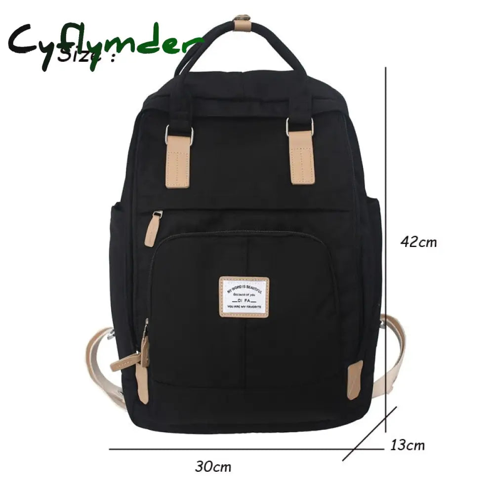 Cyflymder New Nylon Women Backpack Female Contrast Color Ring Buckle Portable Travel Bag Cute