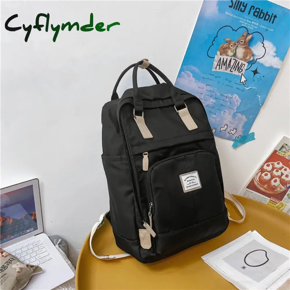 Cyflymder New Nylon Women Backpack Female Contrast Color Ring Buckle Portable Travel Bag Cute