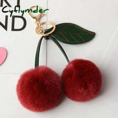 Cyflymder New Otter Rabbit Hair Cherry Multi-Color Car Keychain Pendant Cute Pompom Doll Bag