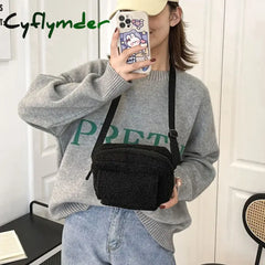 Cyflymder New Plush Fabric Women’s Shoulder Crossbody Bag Small Fashion Lambs Wool Fluffy Fur