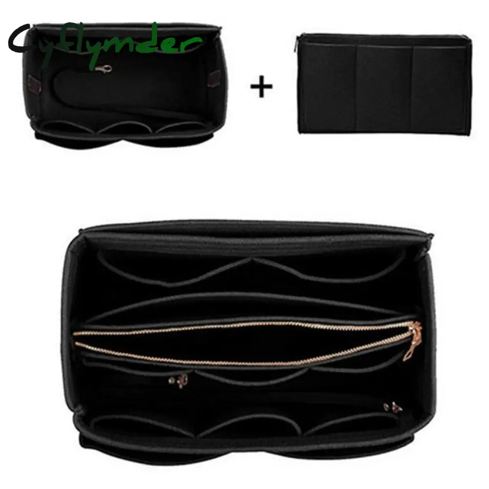 Cyflymder New Popular Women’s Makeup Organizer Felt Cloth Insert Bag Multi-Functional Travel