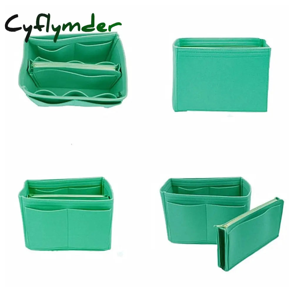 Cyflymder New Popular Women’s Makeup Organizer Felt Cloth Insert Bag Multi-Functional Travel