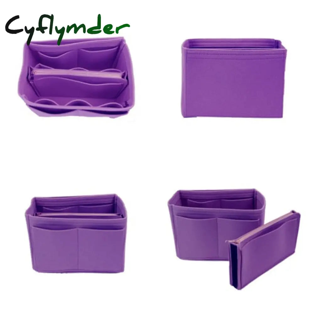 Cyflymder New Popular Women’s Makeup Organizer Felt Cloth Insert Bag Multi-Functional Travel