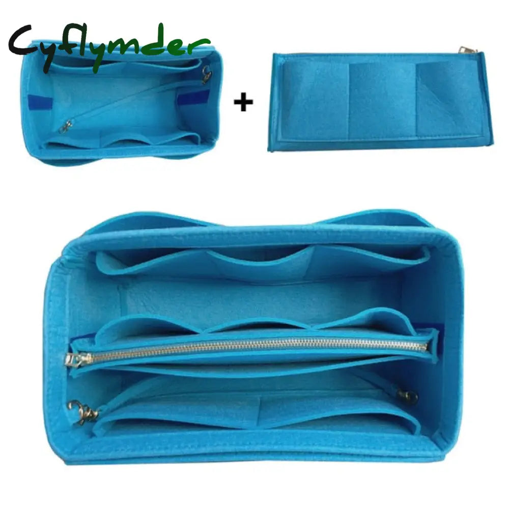 Cyflymder New Popular Women’s Makeup Organizer Felt Cloth Insert Bag Multi-Functional Travel