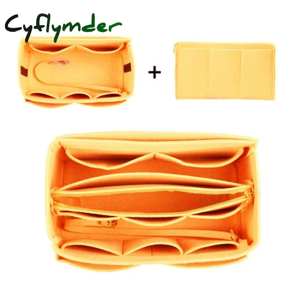 Cyflymder New Popular Women’s Makeup Organizer Felt Cloth Insert Bag Multi-Functional Travel