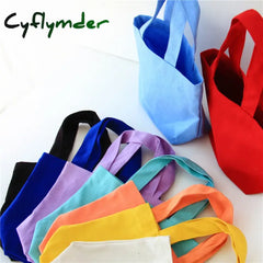 Cyflymder New Portable Lunch Bag Solid Color Canvas Picnic Food Women Simple Small Tote Cosmetic