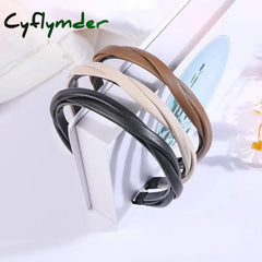 Cyflymder New Pu Leather Braided Headband Coffee Beige Black Twisted Hairband Women Girls Simple