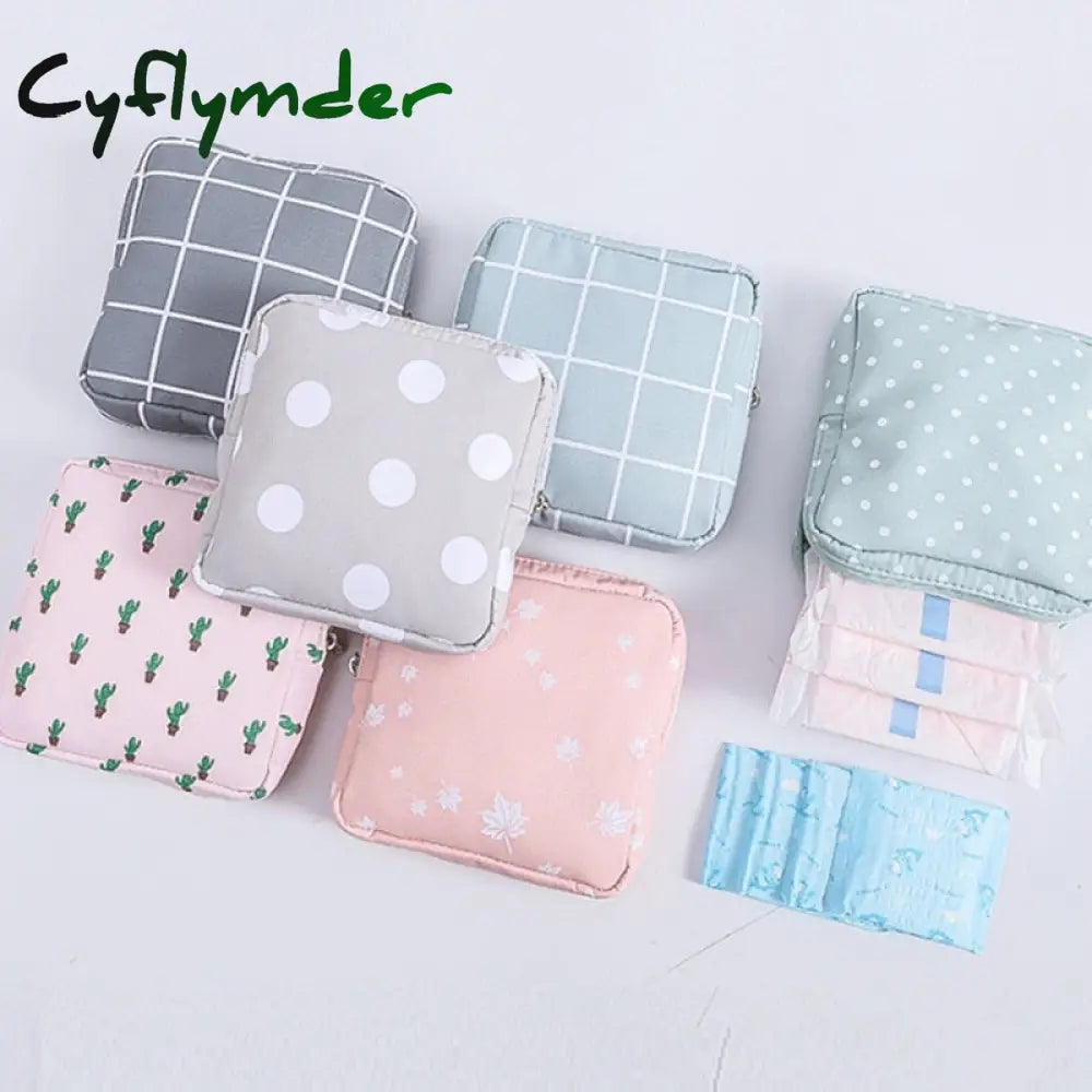 Cyflymder New Sanitary Pad Pouch Mini Folding Women Cute Bag For Gaskets Napkin Towel Storage Bags