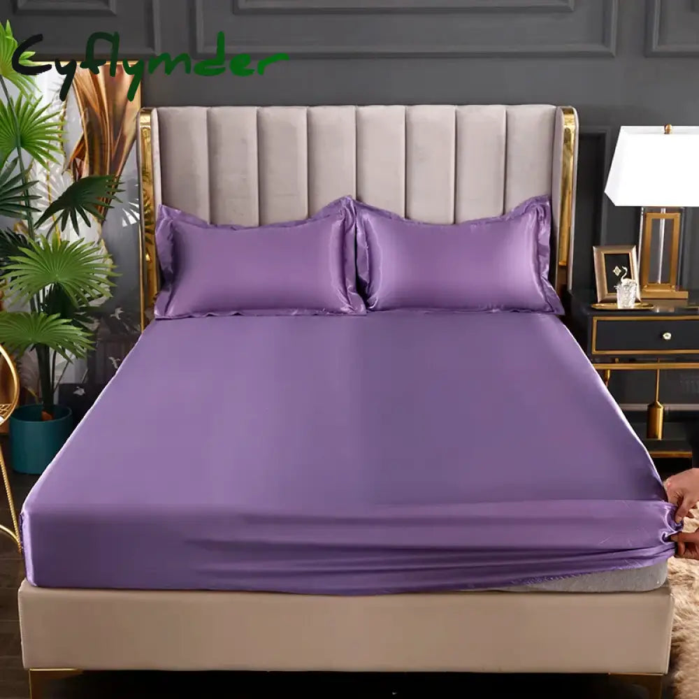 Cyflymder New Satin Fitted Sheet European Style Rayon Mattress Cover Elastic Band Bed Sheet King 140x200 160x200 No