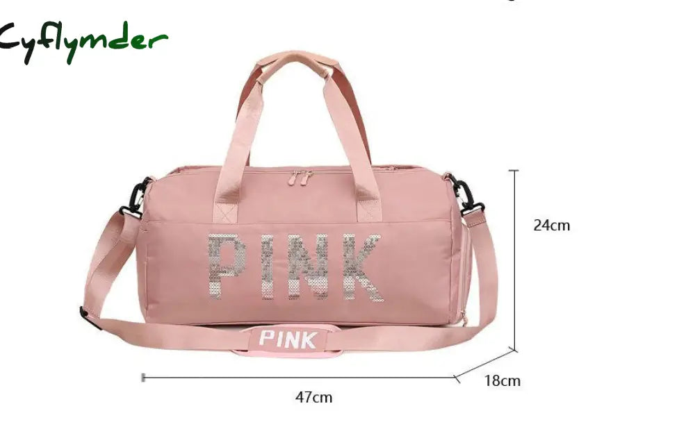 Cyflymder New Sequins Pink Gym Bag Women Shoe Compartment Waterproof Sport Bags For Fitness