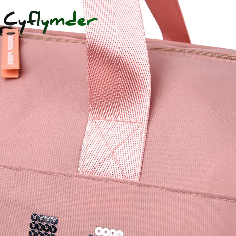 Cyflymder New Sequins Pink Gym Bag Women Shoe Compartment Waterproof Sport Bags For Fitness