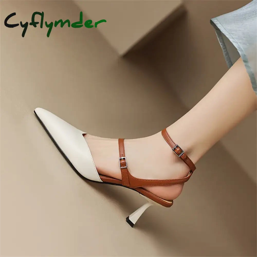 Cyflymder New Sheep Suede Summer Sandals Pointed Toe Shoes For Women Handmade Zapatos De Mujer