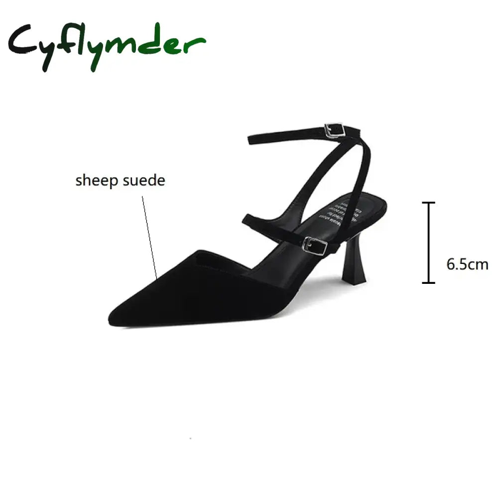 Cyflymder New Sheep Suede Summer Sandals Pointed Toe Shoes For Women Handmade Zapatos De Mujer