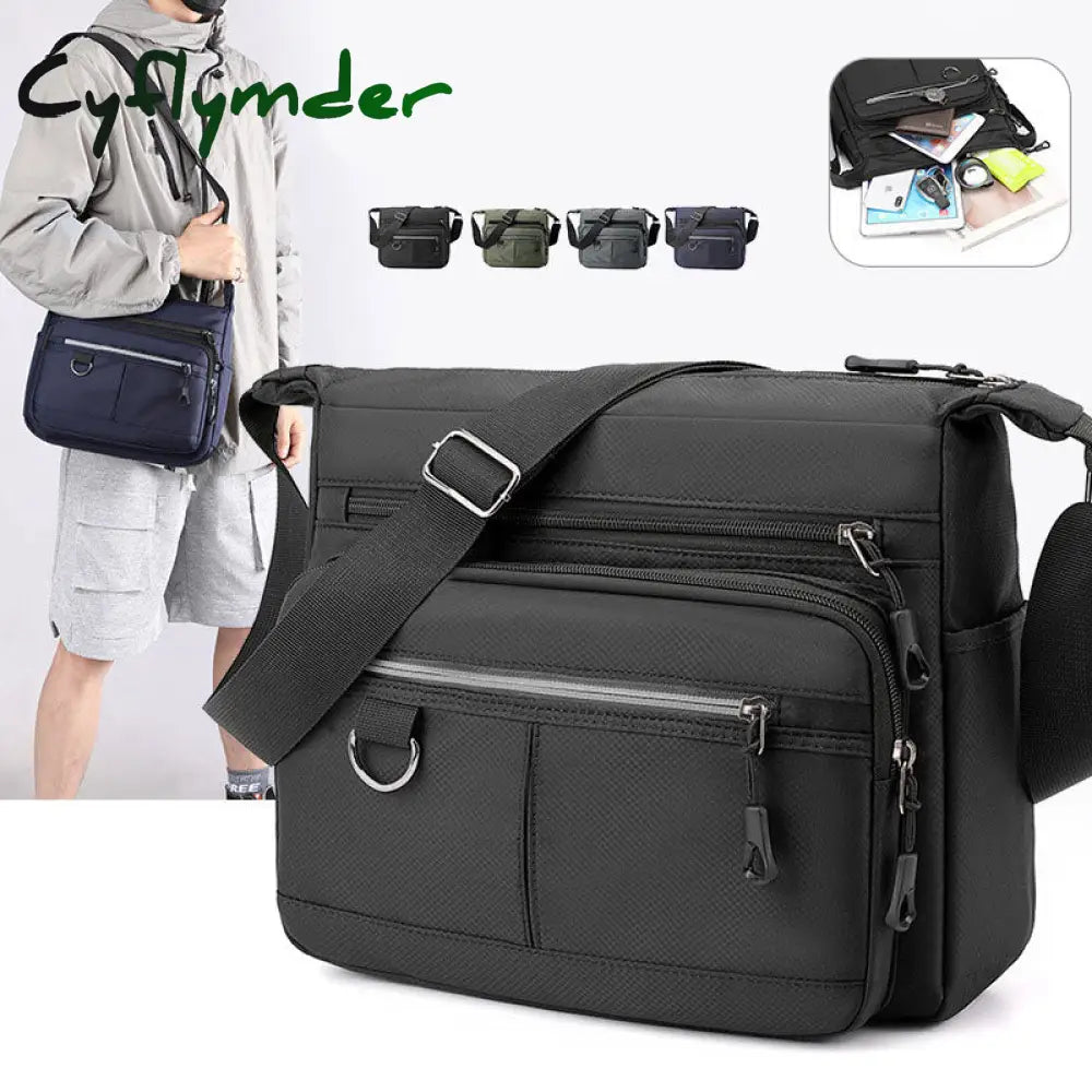 Cyflymder New Shoulder Men’s Bag Waterproof Canvas Luxury Design Crossbody Handbag Large Capacity