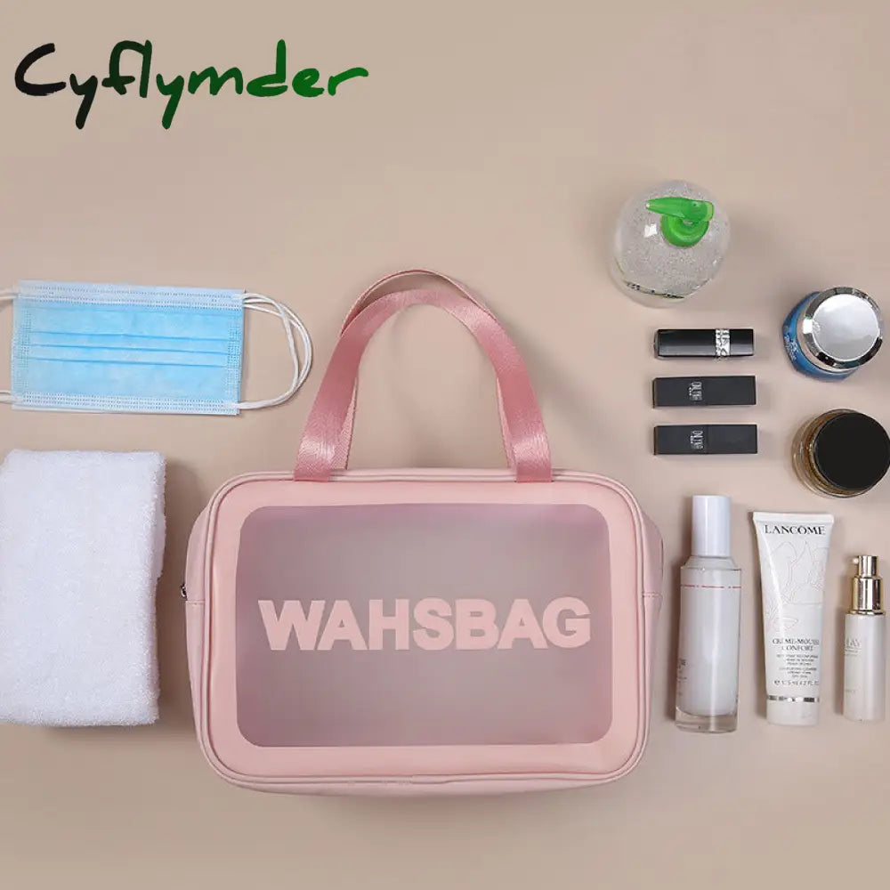 Cyflymder New Soft Pu Women Travel Storage Bag Waterproof Toiletries Organize Cosmetic Portable Pvc