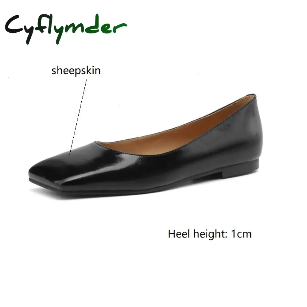 Cyflymder New Spring Sheepskin Women Shoes Square Toe Pumps Ballet For Zapatos De Mujer Concise Low