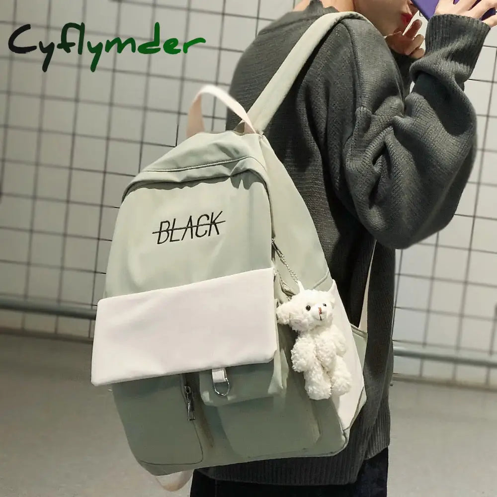 Cyflymder New Student Women Cute Backpack Harajuku Cotton Fabric Female Fashion School Bag Girl