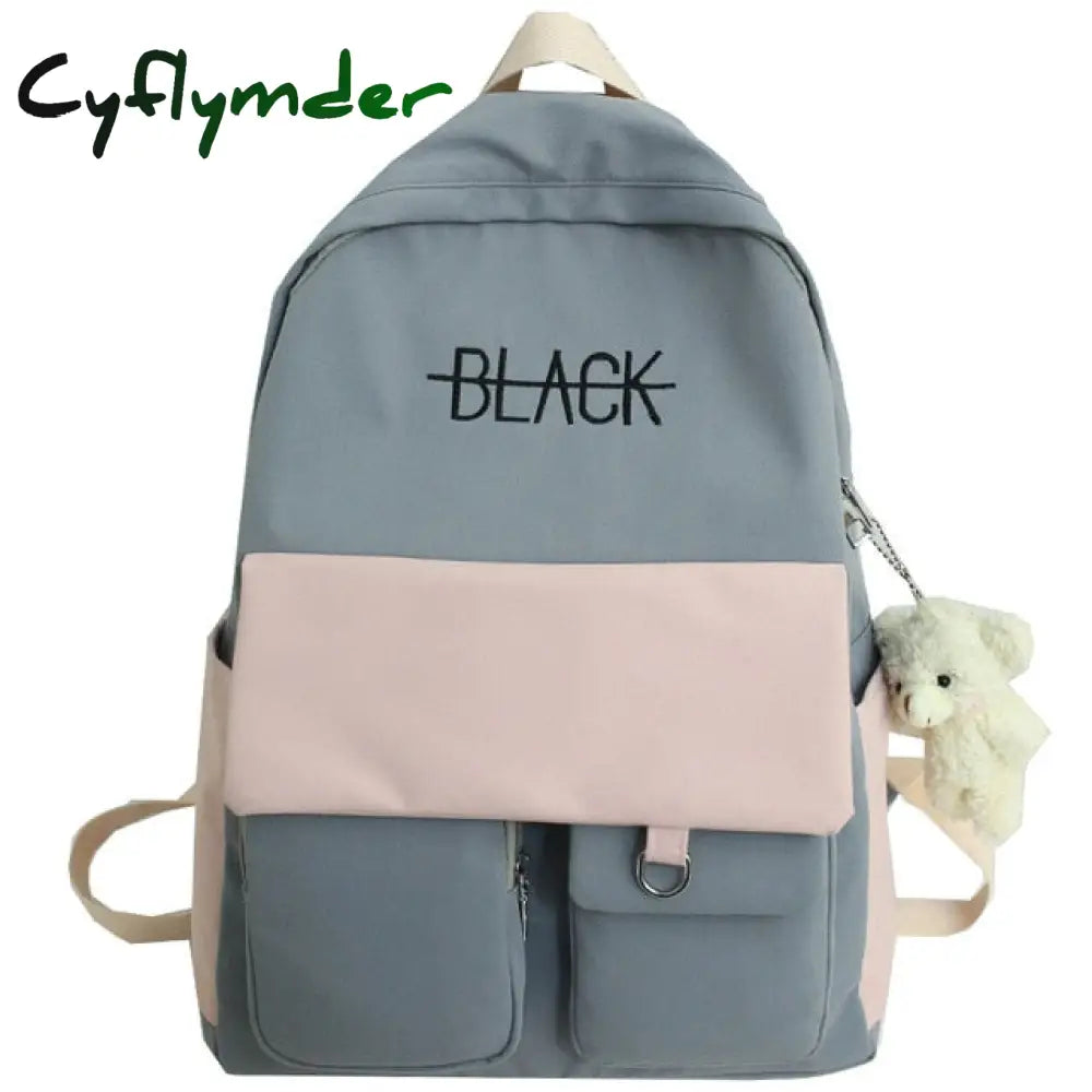 Cyflymder New Student Women Cute Backpack Harajuku Cotton Fabric Female Fashion School Bag Girl